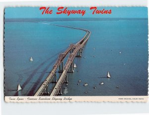 Postcard Twin Span, Famous Sunshine Skyway Bridge, St. Petersburg, Florida