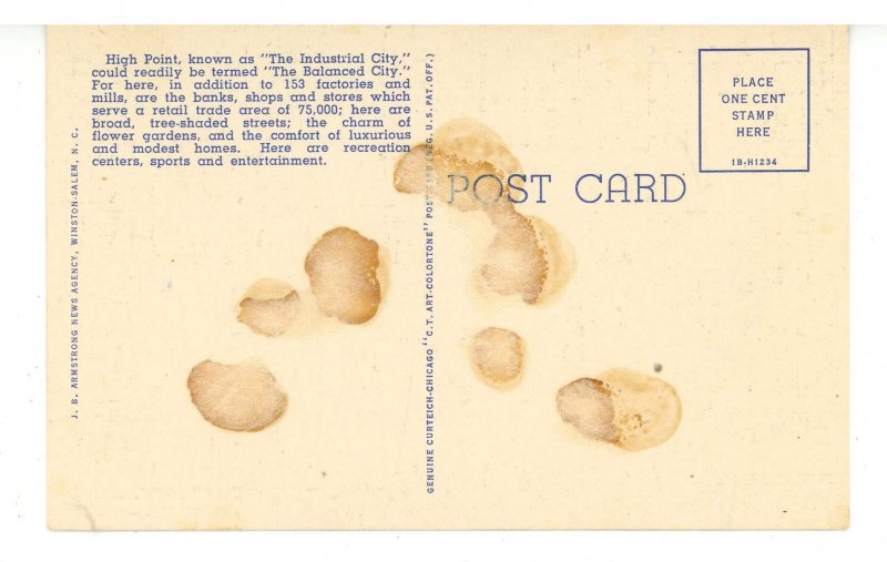 NC - High Point. Main Street at Night looking North