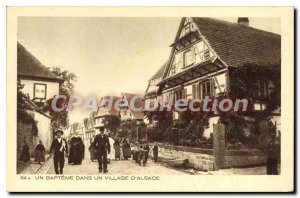 Postcard Old One In A Baptism D'Alsace Village