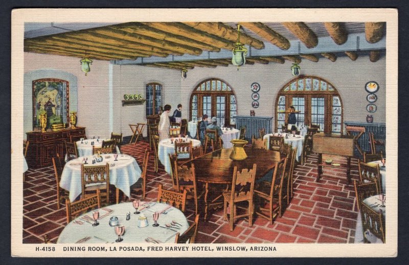 h2523 - WINSLOW Arizona 1930s Fred Harvey Hotel Dining Room