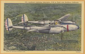 Lockheed Lightning Interceptor, P-38 in Flight over Southern California - 