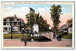 c1920 Soldiers Monument Sculpture Statue Jamaica Long Island New York Postcard