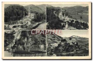 Old Postcard Lourdes Basilica Cave and Chateau Fort
