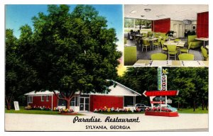 VTG Paradise Restaurant, Interior and Exterior, Sylvania, GA Postcard