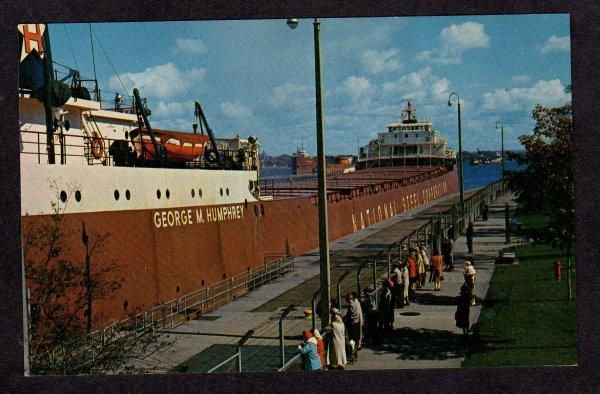 MI Sault St Marie Michigan Postcard George W Humphrey Ship National Steel Corp