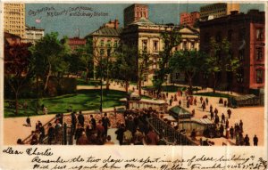 PC CPA US, NY, NEW YORK, NY COUNTY COURT HOUSE, VINTAGE LITHO POSTCARD (b6481)