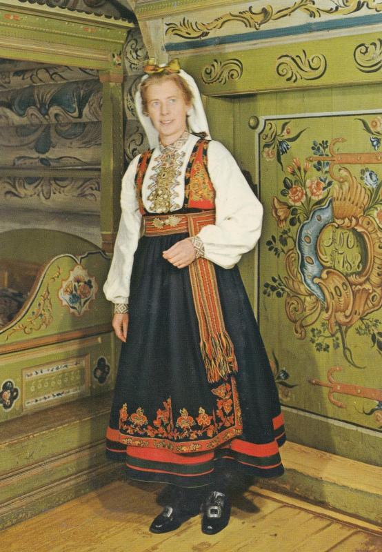 Norway National Costume For East Telemark Norge Fashion Postcard
