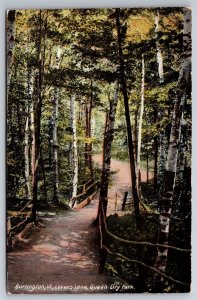 Lovers Lane Wooded Path Queen City Park Burlington VT Postcard D24