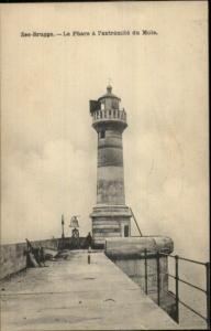 Zeebrugge Zee-Brugge Belgium Lighthouse La Phare c1915 Postcard