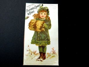 Caldwell Sweet & Bros Girl Winter Snow Muffs Cute Victorian Trade Card L3