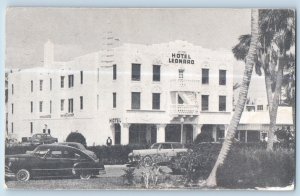 Miami Florida FL Postcard Hotel Leonard Beach Facing Ocean 1955 Vintage Antique