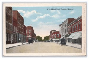 Postcard West Main Street Chanute Kansas c1917 Postmark Antique Automobiles