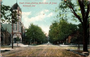 Postcard Tenth Street, Looking North from A Street in Richmond, Indiana~138140 