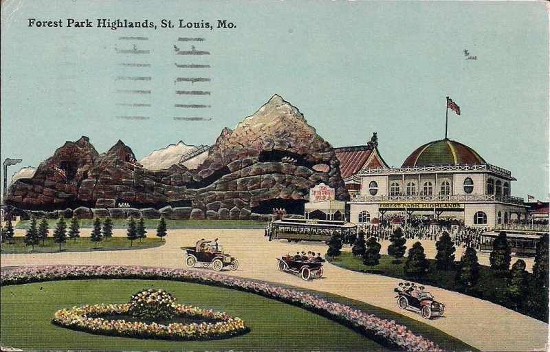 AMUSEMENT PARK, St. Louis, MO, Forest park Highlands, 1922, Trolley, Cars