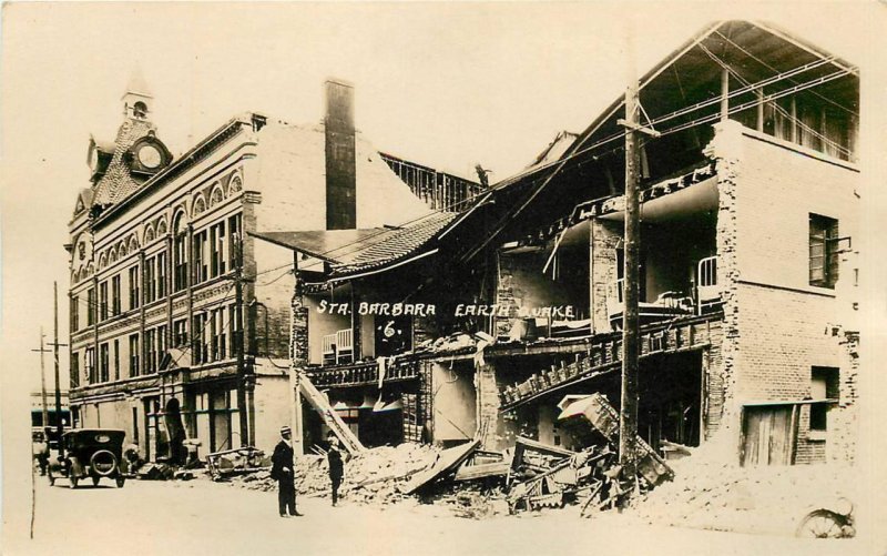 RPPC SANTA BARBARA CA Earthquake June 29 1925 Van Ness Hotel Fithian Postcard