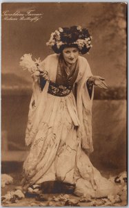 Geraldine Farrar Madam Butterfly Girl In White Dress RPPC Photo Postcard