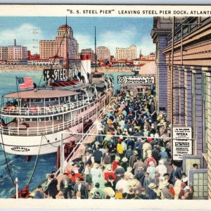 1933 Atlantic City NJ SS Steel Pier Steamship Dock Crowd People Opera Teich A215