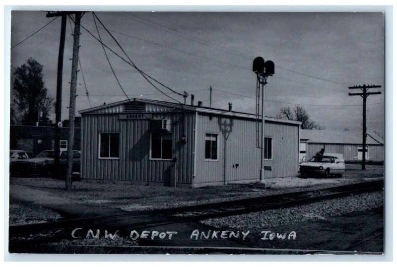 c1970 CNW Depot Ankeny Iowa IA Railroad Train Depot Station RPPC Photo Postcard