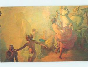 Pre-1980 POSTCARD OF MURAL IN THE GOLD ROOM Hyde Park - By Poughkeepsie NY W3748