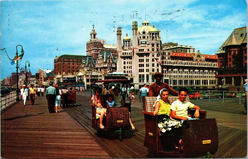 Rolling Chairs Atlantic City New Jersey NJ Cancel Postcard Boardwalk 