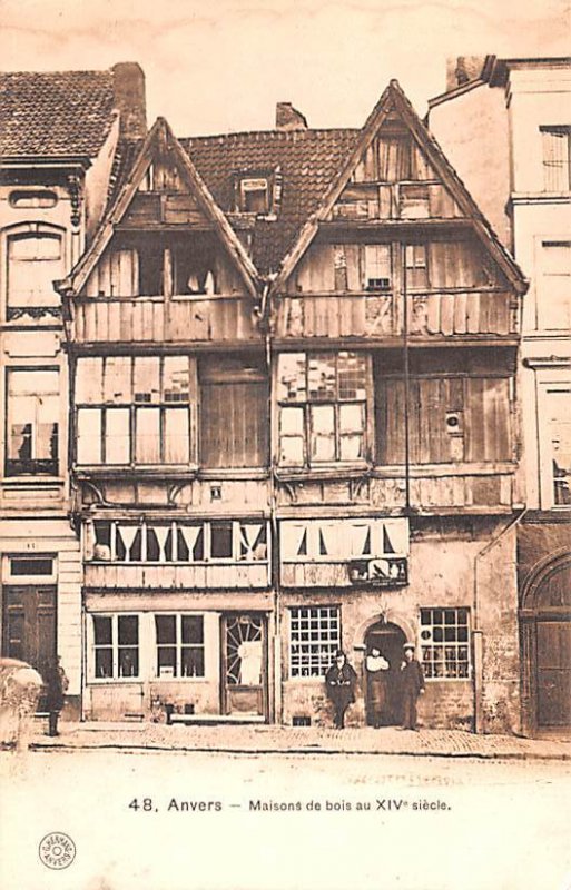 Maisons e bois au XIV siecle Anvers Belgium Writing on back 