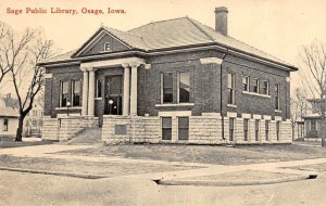 Osage, IA Iowa   SAGE PUBLIC LIBRARY  Mitchell County   ca1910's B&W Postcard