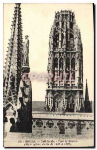Old Postcard Rouen Cathedral Tower of Butter (Style Gothic rose from 1485 in ...