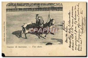 Old Postcard Sport Spain Bullfight Toro Taurus Fall
