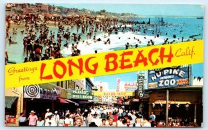 LONG BEACH, CA California ~ Beach NU-PIKE AMUSEMENT ZONE1958 Banner Postcard