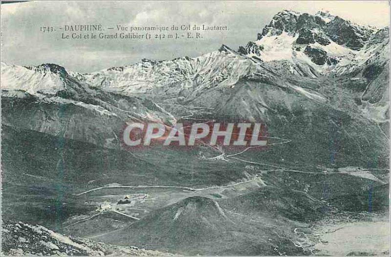 Old Postcard Dauphine Panoramic view of the Col du Lautaret