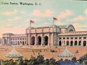 Postcard Hand Tinted View of Union Station in Washington, DC.