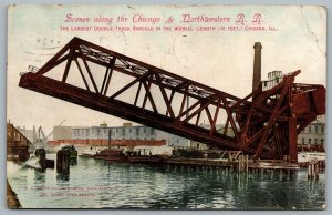 Postcard Illinois c1910 Scenes Along The Chicago & Northwestern Railroad Bascule