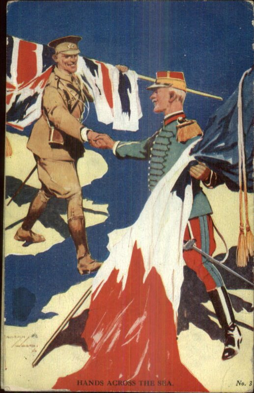 Patriotic British & Belgian Flags Soldiers LAWSON WOOD c1915 Postcard