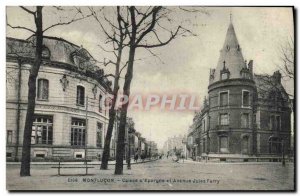 Old Postcard Montlucon Bank Caisse d & # 39Epargne and Avenue Jules Ferry