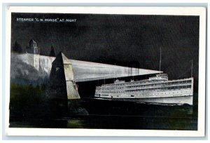 c1910's Steamer CW Morse At Night View New York NY Unposted Antique Postcard