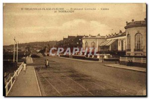 Old Postcard Deauville Beach Boulevard Corniche Fleurie Casino and Normandy