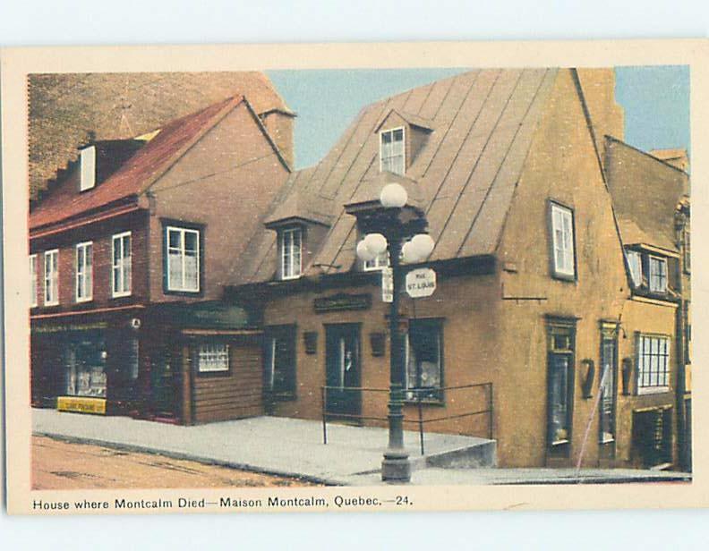 Unused 1930's HOUSE WHERE MONTCALM DIED Quebec City QC d1322