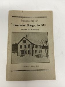 1930 Livermore Maine Grange Program Booklet Print Ads Name Schedule Geneology