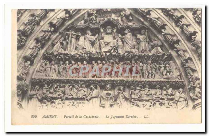 Amiens Old Postcard Portal of the cathedral Judgment Day