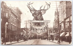 Vintage Pennsylvania Elks Reunion Bradford PA Street Scene Postcard 1925