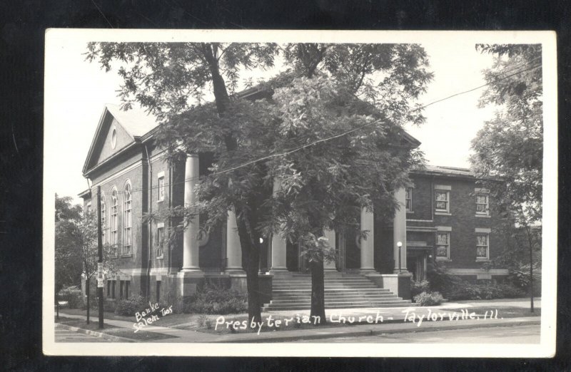 RPPC TAYLORVILLE ILLINOIS PRESBYTERIAN CHURCH VINTAGE REAL PHOTO POSTCARD