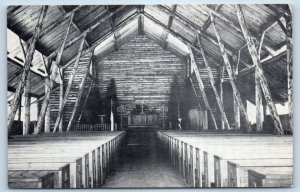 1940 Oceana County Michigan Postcard Camp Miniwanca Church Dunes Rustic Beams