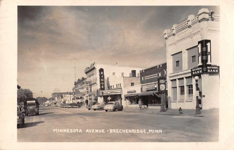 Breckenridge Minnesota Street Scene Bank Shoe Store Real Photo Postcard JI658344