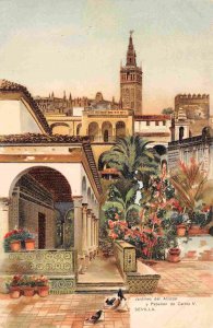 Alcazar Jardines Gardens Pabellon Carlos V Sevilla Seville Spain 1905c postcard