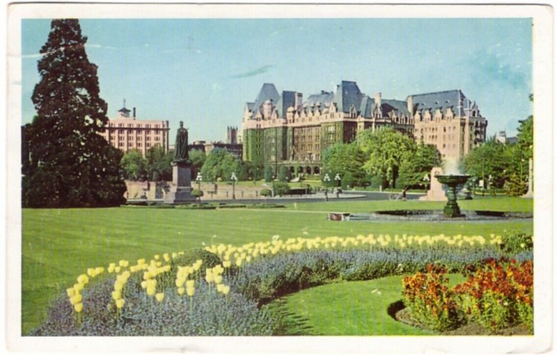 Empress Hotel, Victoria, British Columbia, Vintage 1953 Chrome Postcard
