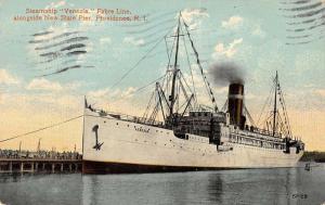 Providence Rhode Island New State Pier Steamship Venezia Antique Postcard K26623