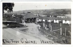 Hartland New Brunswick Canada Gas Station Elm Tree Cabins RPPC Real Postcard