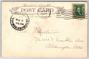 Peoria Illinois~Courthouse Bldg Exterior View~Dome~Memorial Statue~1907 Postcard