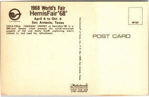 Postcard TX San Antonio World's Fair Hemisfair 68 Coca-Cola Company Exhibit