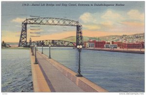 Aerial Lift Bridge and Ship Canal,  Entrance to Duluth-Superior Harbor,  Dulu...